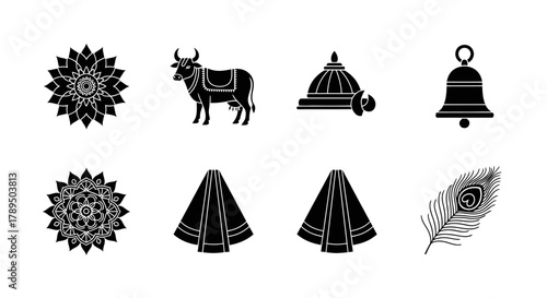 Eight icons of spirituality showcasing symbolic elements of faith