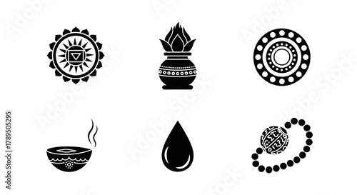 Spiritual Icons Ornamental Designs with Festive Elements of Cultural Significance