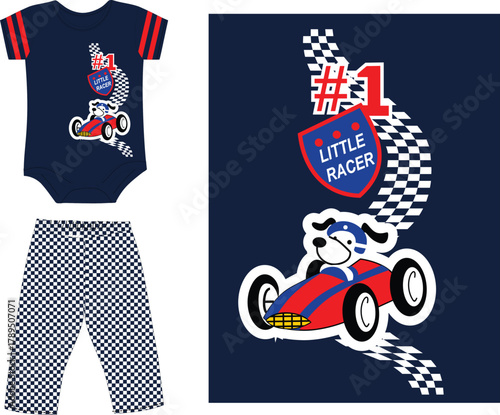 boys bodysuit with little sports racer print
