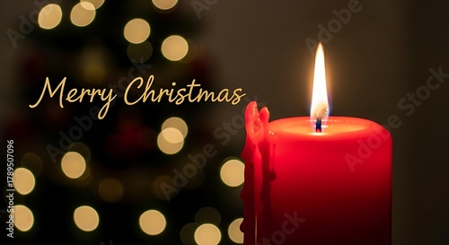 christmas candles on red background