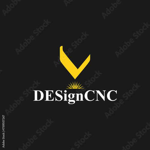 CNC machine illustration logo design, abstract, laser beam sparks, laser cutting, metalworking, element, machining, computer, stainless, modern, industrial, engineering, symbol, sign, laser, cutting