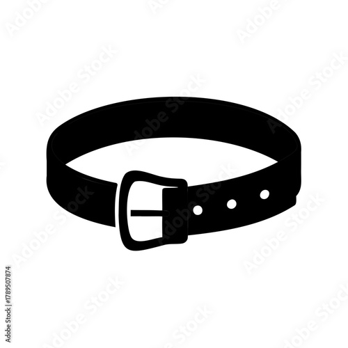 Stylized black belt with buckle and holes for fastening illustration