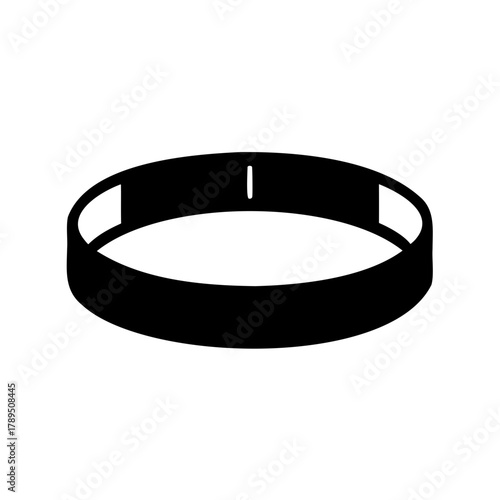 Black geometric shape ring or bangle with rounded edges minimalist presentation