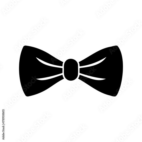 Elegant black bow tie icon, a symbol of classic formal wear