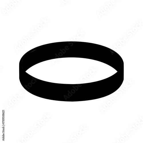 Stylized black ring or torus shape floating in a minimalist white space