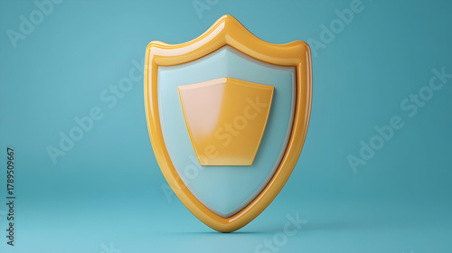 Free Download 3D Render of a Yellow and Blue Pastel Shield Icon on Turquoise Background - GFXLoad