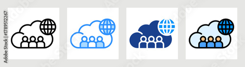 Public Cloud Icon Collection Set Multiple Style