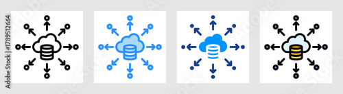 Cloud Data Distribution Icon Collection Set Multiple Style