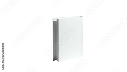 Simple, white, vertically standing book isolated on black