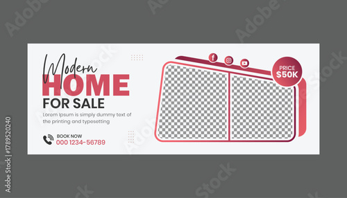 Modern home for living real estate facebook cover banner template