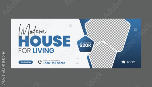 Modern home for living real estate facebook cover banner template