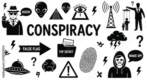 Conspiracy theories and secret society vector graphic illustration vector