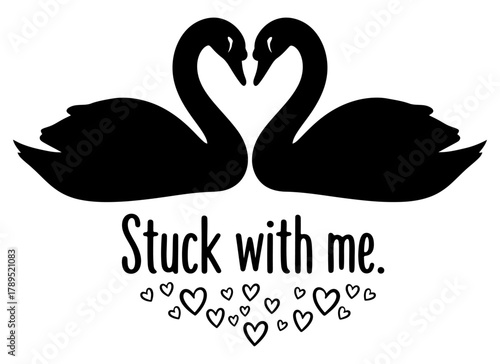 Vector art of two black swans forming a heart, symbolizing everlasting love, loyalty, and deep commitment