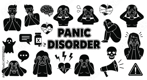 Panic disorder mental health anxiety stress depression illustration vector