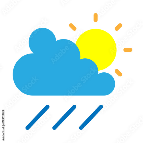 Rainy Afternoon Vector Flat Icon Design