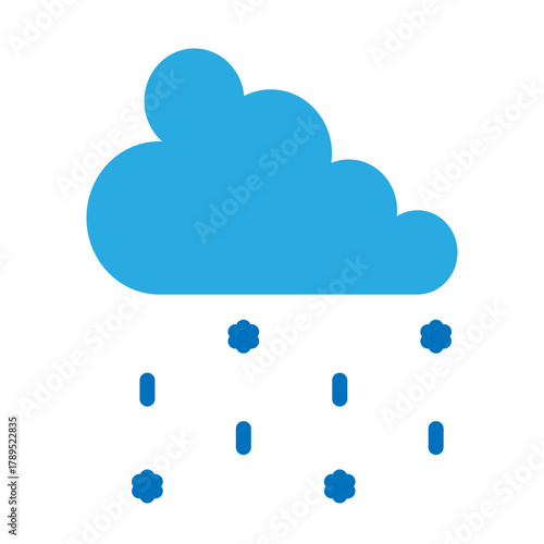 Rain with Snow Vector Flat Icon Design