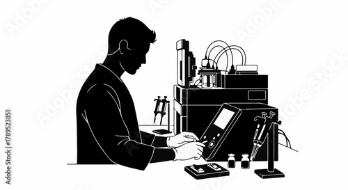 Scientist working with advanced laboratory equipment for research and analysis.