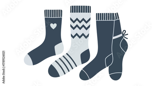 Cozy Socks Collection: A stylish trio of vibrantly designed socks, showcasing unique patterns and textures, perfect for adding warmth and personality to any ensemble.