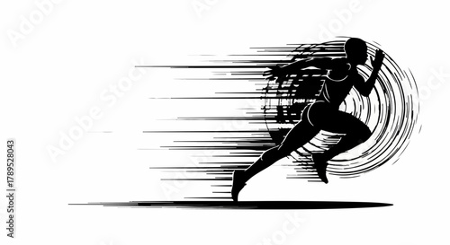 Dynamic silhouette of a runner in motion, representing speed and athleticism