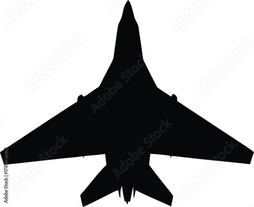 A striking silhouette of a modern fighter jet against a clean white