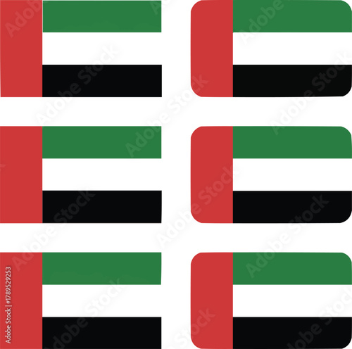 UAE National Flag Vector Icons Rectangle Flag Set