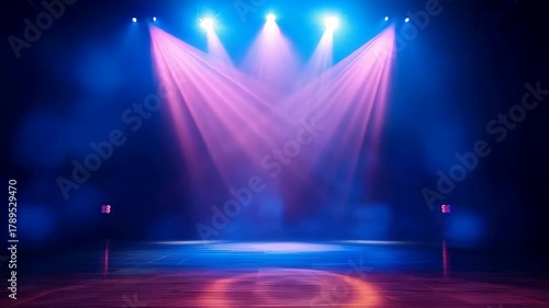 Dynamic Stage Lighting With Blue And Pink Hues And Smoke Effects