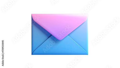 Blue envelope with pink flap isolated on black background
