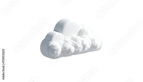 Puffy, white 3D render cloud, isolated on stark black background