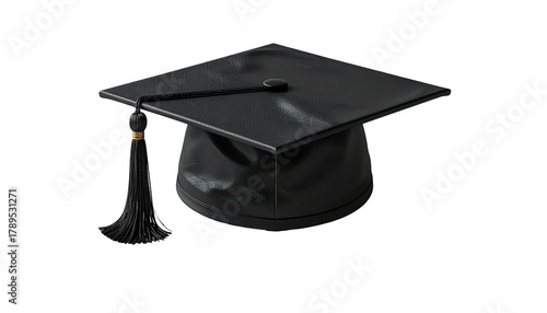 Graduation cap square, black mortarboard with dangling tassel