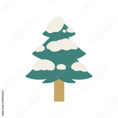 雪が積もったツンツンした針葉樹のフラットなイラスト