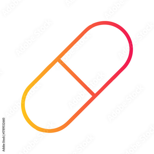 a flat gradient outline icon of a capsule for web and graphic design.