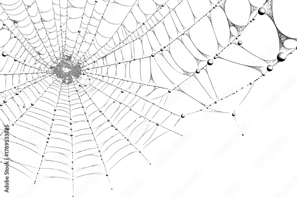 Obraz premium Spider web with water droplets, closeup view