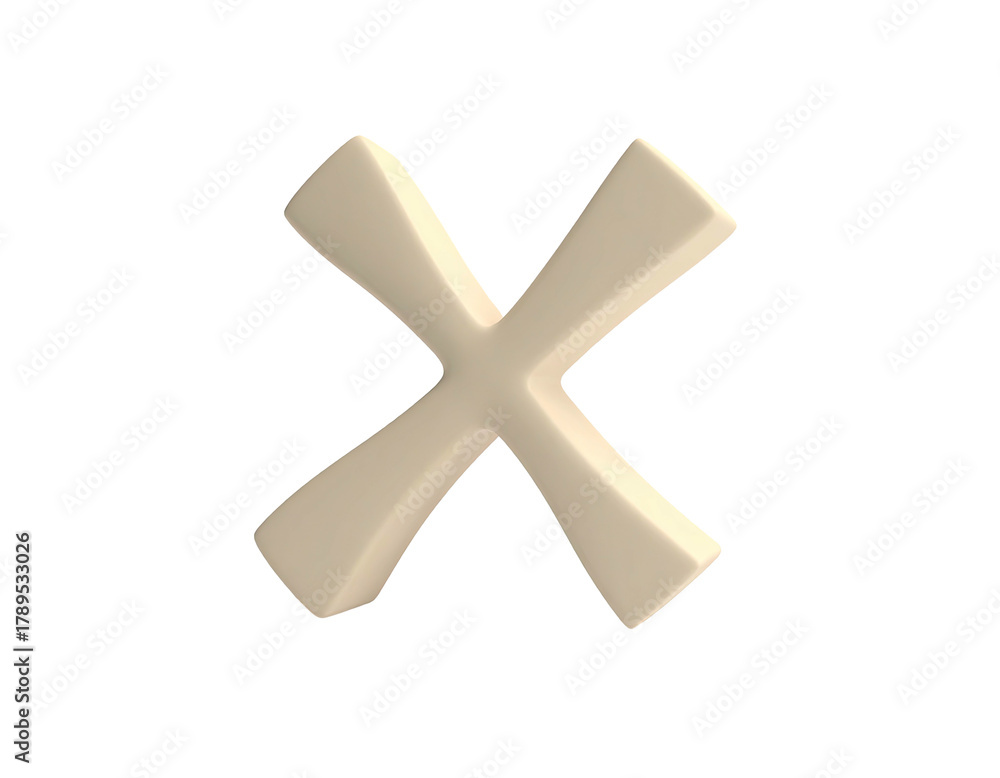 Obraz premium 3D X isolated on black, softly lit, with rounded, curved edges