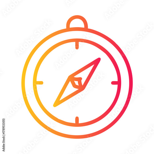 a flat gradient outline icon of a compass for web and graphic design.