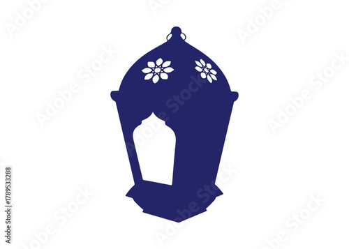 Flashlight. Fanu. Vector art. A symbol of Ramadan. Outlined against a clear background. A strangely shaped dark lamp with a window.

