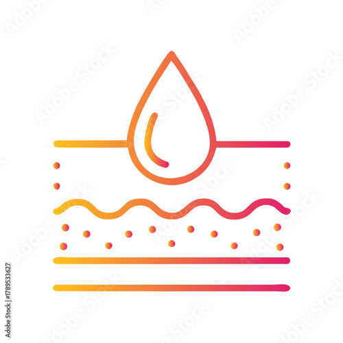 a flat gradient outline icon of a droplet under skin for web and graphic design.