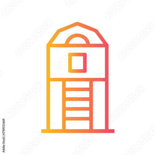 a flat gradient outline icon of a farm silo for web and graphic design.