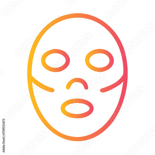 a flat gradient outline icon of a facial mask for web and graphic design.