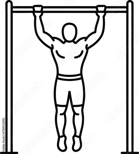 Man performing pull-up exercise on a horizontal bar, fitness workout icon