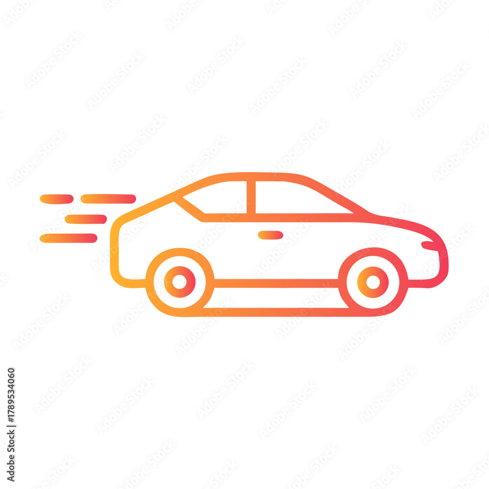 Naklejka premium a flat gradient outline icon of a high speed car for web and graphic design.