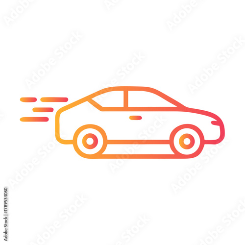 a flat gradient outline icon of a high speed car for web and graphic design.