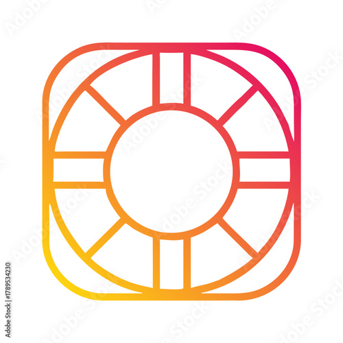 a flat gradient outline icon of a lifebuoy for web and graphic design.