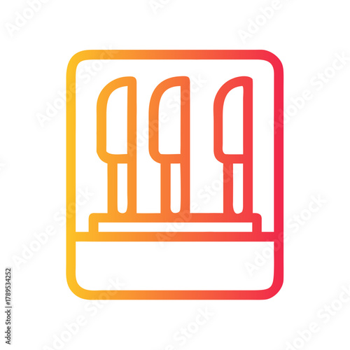 a flat gradient outline icon of a knife block for web and graphic design.