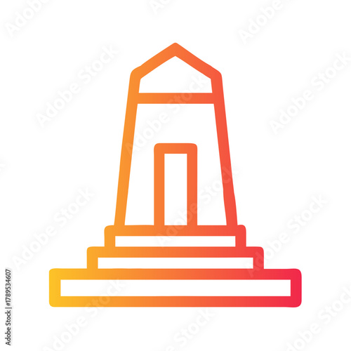 a flat gradient outline icon of a monument for web and graphic design.