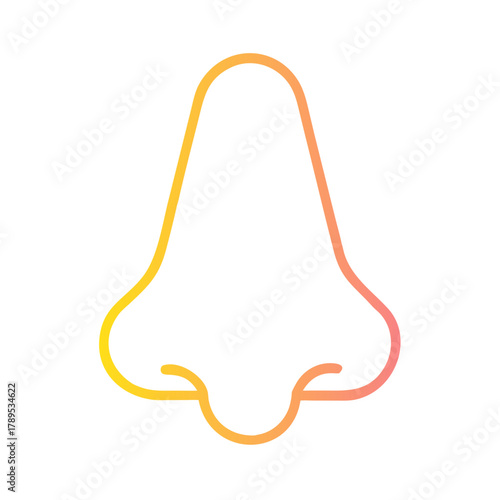 a flat gradient outline icon of a nose for web and graphic design.