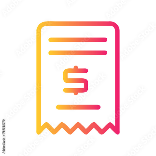 a flat gradient outline icon of a receipt for web and graphic design.