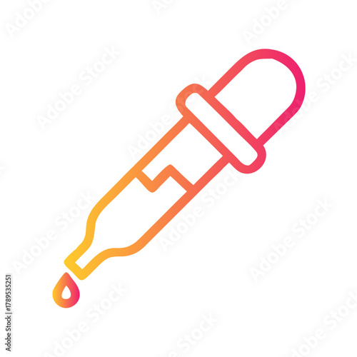 a flat gradient outline icon of a serum dropper bottle for web and graphic design.