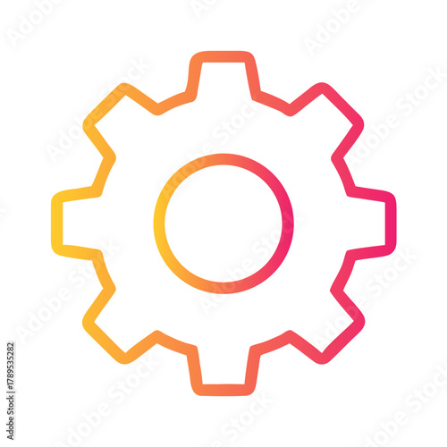 a flat gradient outline icon of a settings gear for web and graphic design.