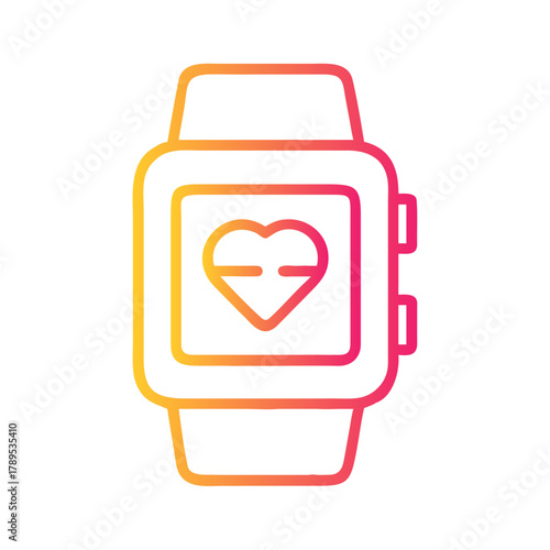 a flat gradient outline icon of a smart health watch for web and graphic design.