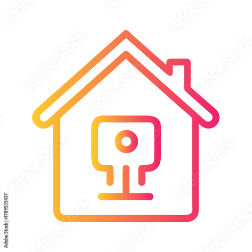 a flat gradient outline icon of a smart home for web and graphic design.